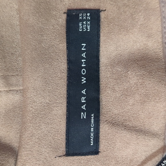 Zara Faux Suede Leather Jacket Lightweight Biker Moto Cowl Neck, Size XS - Picture 6 of 7